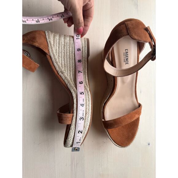 L'AGENCE Elysee Suede Espadrille Wedge Sandals  size 40/ us 10 - Picture 5 of 10